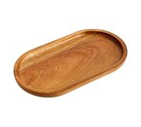 Wooden Serving Tray with Rounded Corners - Oval Solid Wood Platter For Snacks, Fruits, Desserts & Bread, Japanese Style Eco-Friendly Table Decor (20x12x1.5cm)