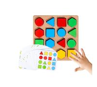 Wooden Shape Puzzle, Sorting Block Set, Matching Pattern Game, Classroom Travel School Activity, Educational Gear for Boys Girls Kids, Learning Aid for Road Trip, Playtime, Study, 16.5x15.5cm