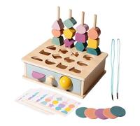 Wooden Shape Sorter Toy, Sensory Sequencing Game, Lacing Beads and Stacking Blocks, 8.66x6.89x2.83 Inches For, Early Stem Learning Ages 1 Plus, Preschool, Home