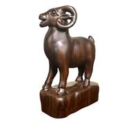 Wooden Sheep Statue - Ebony Carved Goat Animal Model, Lifelike Solid Wood S