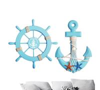 Wooden Ship Wheel Decor, Nautical Wall Decor, Beach Theme Decor, Ship Wheel Wall Art, Nautical Design Wall Decor, Beach Wall Decor with Rope, Wooden Nautical Decorations, Pirate Theme Decorations