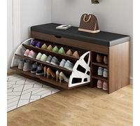 Wooden Shoe Storage Bench with Drawer and PU Padded Seat