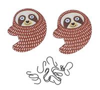 Wooden Sloth Pendant | Cartoon Animal Ornament for Flower Pots/Plant Decor/Garden Trees | Handcrafted Wood Decoration 9x7.8cm | 2 Pack with Hooks