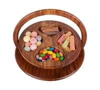 Wooden Snack Basket - Organizador plegable para tartas | Four-Compartment Fruit Bowl, Rustic Storage Container for Candy, Bread, Picnics, Living Room, Kitchen, and Office Use
