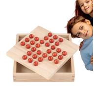 Wooden Solitaire Board Game - Europe Single Chess Toy Set | Wooden Solitaire Chess Game Single Player Board Set Cognitive Checkers Toy For Adults Kids Family Game Night Home
