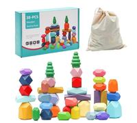 Wooden Sorting Rocks, Stacking Block Set, Sensory Stacking Stones, Educational Blocks, Stacking Stones, Wooden Sorting Stacking Rocks for Sensory Play, Promoting Education for Boys & Girls