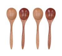 Wooden Soup Spoons Set of 4 | Handcrafted Spoons for Coffee/Oatmeal/Desserts | Portable Tableware for Home Restaurant Travel