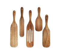 Wooden Spatula Set,Teak Spurtles Kitchen Tools for Cooking, Wooden Set of 5 Gift