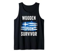 Wooden Spoon Survivor - Greek Flag Funny Childhood Quote Camiseta sin Mangas