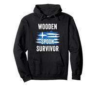 Wooden Spoon Survivor - Greek Flag Funny Childhood Quote Sudadera con Capucha