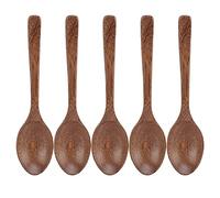 Wooden Spoons Set 5Pcs Burr Sturdy Durable Light Heat Resistant Wooden Measuring Spoon for Home Kitchen Cooking Housewarming Gifts Wenge Material 23.2cm Long Handle (Wenge wood big wavy tail spoon)
