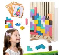 Wooden Stacking Puzzle Toy, Wooden Colored 3D Russian Block Puzzle Toy, Decorative Home Ornaments for Adults, Stress Relief & Brain Teaser Game, Idea, Family Fun Activity (1Set)