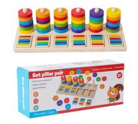 Wooden Stacking Toys, Educational Learning Block, 9.84x3.94x2.64 Inches Color Matching, Puzzle Game with Grip, Preschool Playset with Modern Design, Home Accessories for Kids Ages 3+ Travel Daycare