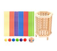Wooden Stick Dice Game, Wooden Sticks Dice Ball Tower Toy, Educational Board Match, Lightweight, Portable, for Fine Motor Skills and Counting, Travel or Outdoor Play, 8.46x3.98 Inches
