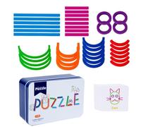 Wooden Sticks & Rings Puzzle Toy - 120Pcs Creative Building Blocks for Kids 3+ | Matching Pattern Cards, Stem Preschool Learning Educational Toy, Fine Motor Skills Development Gift for Boys