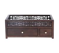 Wooden Storage Box | Vintage Tea Set & Jewelry Organizer | Rustic Decorative Box for Tea Cakes/Letters/Small Sundries | Walnut Wood with 2 Lockers