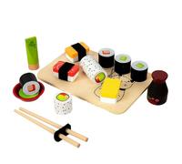 Wooden Sushi Play Set For Kids | Wood, 0,48 kg | Pretend Food Cutting Toy With Chopsticks & Sauce Bottle | Early Learning Gift For