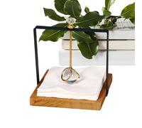 Wooden Table Organizer - Rustic Napkin Holder for Kitchen | Solid Wood with Iron Frame, Vintage Standing Paper Dispenser, Farmhouse, Dining, Countertop, Centerpiece for Bathroom, Household