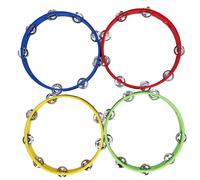 Wooden Tambourine Set of 4 | High - grade Stainless Steel Jingles for Clear Sound | Handheld Percussion Instrument for Worship/Concerts/Parties | Sturdy & Easy to Play