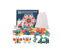 Wooden Tangram Puzzle - Montessori Educational Toy - 180 Pieces - For Children from 3 to 7 Years