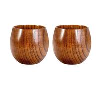 Wooden Tea Cups - 2 Pieces Wood Beverage Cup |Handmade Wood Mug, Retro Ẃood Beverage Cup Traditional Water Mug - For Cafe Countertop Coffee Tea Espresso Latte Wine Milk Party Kitchen Dining