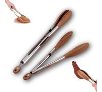 Wooden Tongs for Cooking, Wooden Salad Tongs, Walnut Wood Tong, Ergonomic Stainless Steel Non-Slip Grip, for Cooking and Kitchen (29cm + 38 cm)
