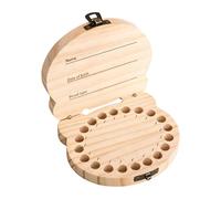 Wooden Tooth Keepsake, Cute Milk Teeth Storage Box, 5x5 Inches Container with Secure Latch, Natural Solid Pine, Whimsical Carved Design with Rustic Style, Growth Tracker for Kids Bathroom and Home