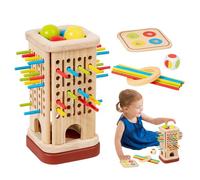 Wooden Tower Game Set with Colorful Sticks and Dice, Educational Family Game for Kids and Adults, Enhances Motor Skills, Color Recognition, Patience, and Logical Thinking Fun