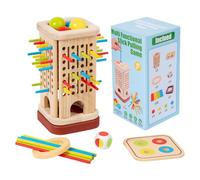 Wooden Tower Sticks Game, Colorful Family Stacking Toy with Dice, Educational Balancing Game for Boys Girls Kids, Fun Preschool Activity Patience Training and Fine Motor