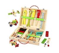 Wooden Toys Kids Tool Set-Wooden Kids Toys Tool Box Kit Construction Role Play Educational Toddler Toys for 3 4 5 Year Olds Girls Boys Gifts