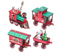 Wooden Train Set - Holiday Handmade Mini Painted 3D Assembly Puzzle Kit | DIY Christmas Wooden Train Set for Festival Art Craft Decoration Home Party Holiday