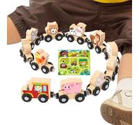 Wooden Train Set, Wooden Railway with Numbers, Preschool Learning Activities Toy, Educational Vehicle Game for Boys, Girls Over 18 Months, Early Childhood Development, Interactive