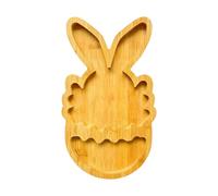 Wooden Tray, Bunny Snack Container, Divided Fruit Platter, Eco Friendly Timber Carving, Decorative Food Server Gear, Picnic Dining Supplies, Small Size Brown Finish Outdoor Travel Candy Dish