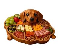 Wooden Trays - Charcuterie Boards | 38cm Dog Shaped Multi-Compartment Wooden Food Tray with Sections for Cheese, Fruit, Candy, Cookie, Snack, Dessert, Natural Wood Material with