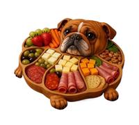 Wooden Trays - Funny Dog Serveware | Multi-Compartment Wooden Food Tray with 38cm Size, Charcuterie Boards with Sections For Home Party Housewarming Gift For Entertaining Use