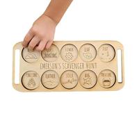 Wooden Treasure Hunt Game - Outdoor Exploration Board, Handheld Discovery Tool with Engraved Icons, Compact Resilient Material, Worry-less Nature Play, Road Trip Birthday Stocking Stuffer