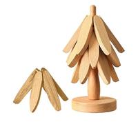 Wooden Trivet - Tree Shaped Heat Resistant Pot Coaster, Foldable Insulation Mat Set with Stable Base Design, Space Saving Kitchen Accessory, Ideal for Dining Room Apartment Dormitory Stove Pan Cup Tea