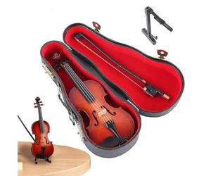 Wooden Violin Model - Wood Material 12cm Size, Instrument Figurine, Handcrafted Artistry | Wear Resistant Finish, Music Statue, Desktop Ornament For Home Display, Office Shelf, Gift Idea Art
