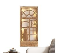 Wooden Wall Art Decor, Window LED Room Decor, Nature Inspired Decoration, Ambient Lighting Wall Accent for Homeowners Renters Living Room Bedroom Study Nursery Entryway Office, 3.15x7.87 Inches