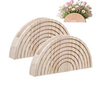 Wooden Wall Vase - Semi Circle Planter Pair, Wall Display with Mounting, Bohemian Decor Design, Interior Styling Piece, Home Accent for Showcasing Artificial Plants Pampas Grass and Faux Greenery