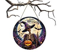 Wooden Witch Sign - Halloween Door Decor for Spooky Home Entryways | 20x20cm Square Panel, Rustic Hanging Style, Apartment Workplace Fit, Porch Yard Display, Bedroom Hallway Accent, Seasonal