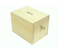 Wooden World - Alcancía de Madera con Llave para decoupage y pirograbado