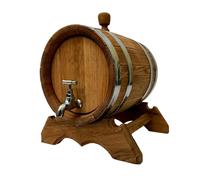 Wooden World - Barril de madera de roble con grifo sobre soporte - Barril para vino, whisky, brandy - 10 litros