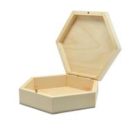 Wooden World - Caja de almacenamiento hexagonal de madera con cierre - GRANDE