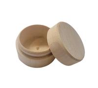 Wooden World - Caja de dientes de madera anillo de compromiso de joyería caja pequeña redonda con tapa para almacenamiento de artículos pequeños micro caja