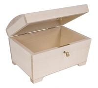 Wooden World - Caja de madera con llave cofre ecológico para decoupage madera en bruto 14 x 11 x 10,5 cm