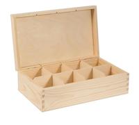 Wooden World - Caja de té de madera con 8 compartimentos - organizador de infusiones