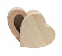 Wooden World - Caja pequeña de madera en forma de corazón con tapa para guardar objetos pequeños