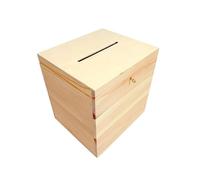 Wooden World - Cofre de madera rectangular para sobres o urna - Caja con ranura para sobres - 25 x 29 x 30 cm