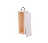 Wooden World - Elegante caja de vino de madera con asa de cuerda - Blanco